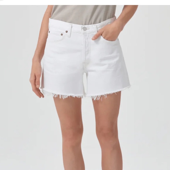 Agolde Parker Long Women's White Panna Cotta Jean Shorts Ladies‎ size 32 NWT